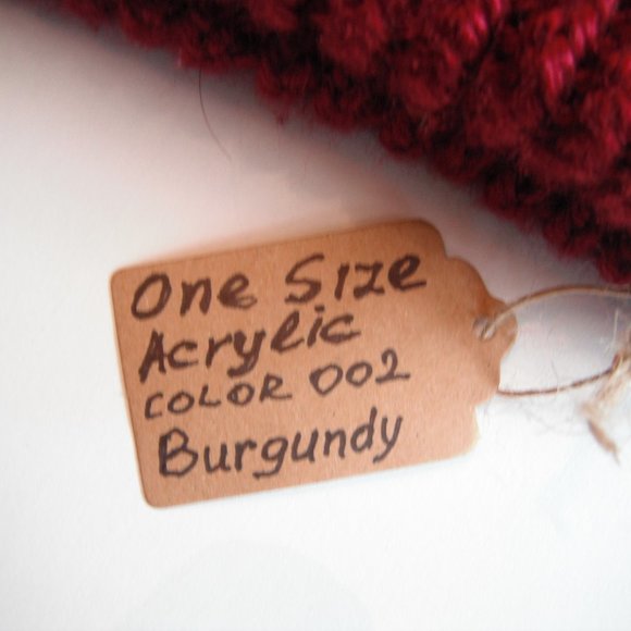 Hand Knitted Hat Toque One Size Acrylic Burgundy-002 Hand knit by me - Picture 12 of 12